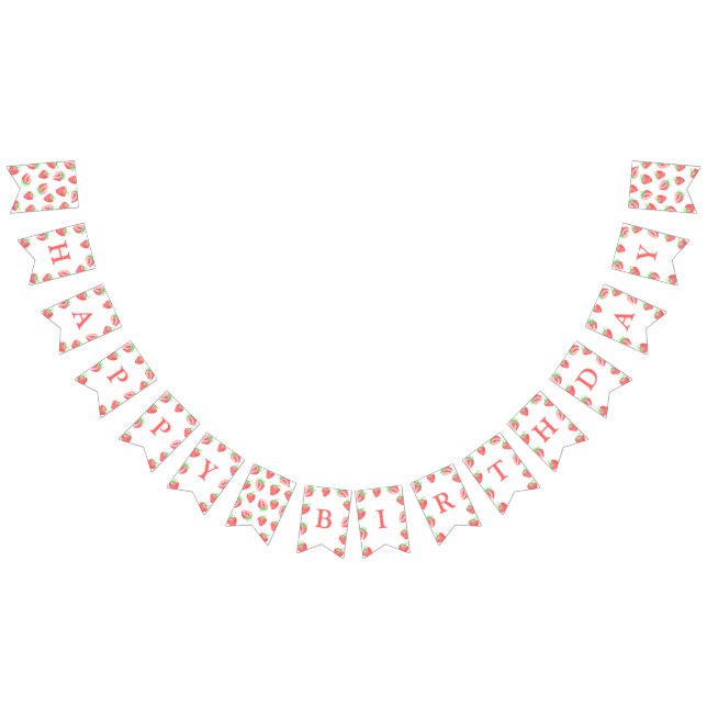  Cute Strawberry Happy Birthday bunting banner (All)