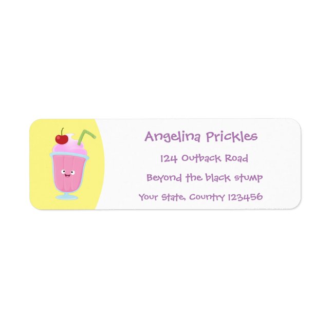 Cute strawberry ice cream sundae cartoon (Front)