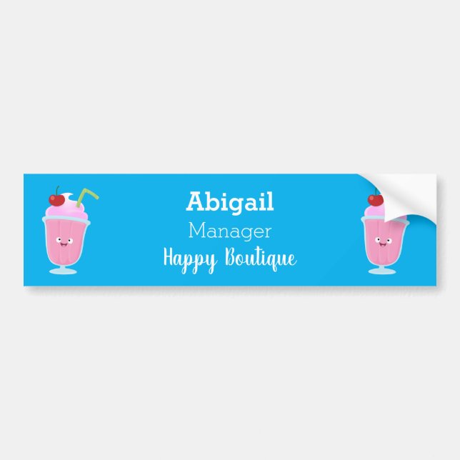 Cute strawberry ice cream sundae cartoon  bumper sticker (Front)