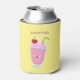 Cute strawberry ice cream sundae cartoon can cooler