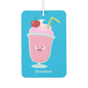Cute strawberry ice cream sundae cartoon  car air freshener