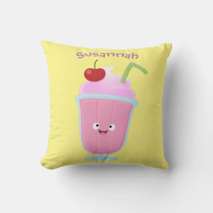 Cute strawberry ice cream sundae cartoon cushion