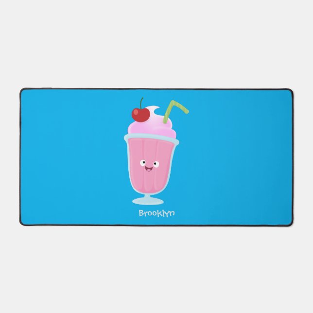Cute strawberry ice cream sundae cartoon desk mat (Front)