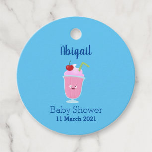 Cute strawberry ice cream sundae cartoon favour tags
