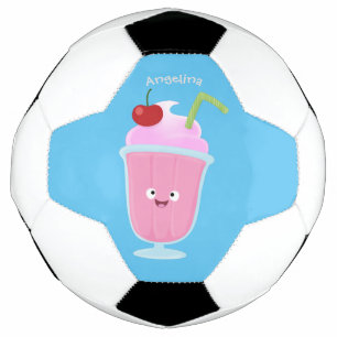 Cute strawberry ice cream sundae cartoon football