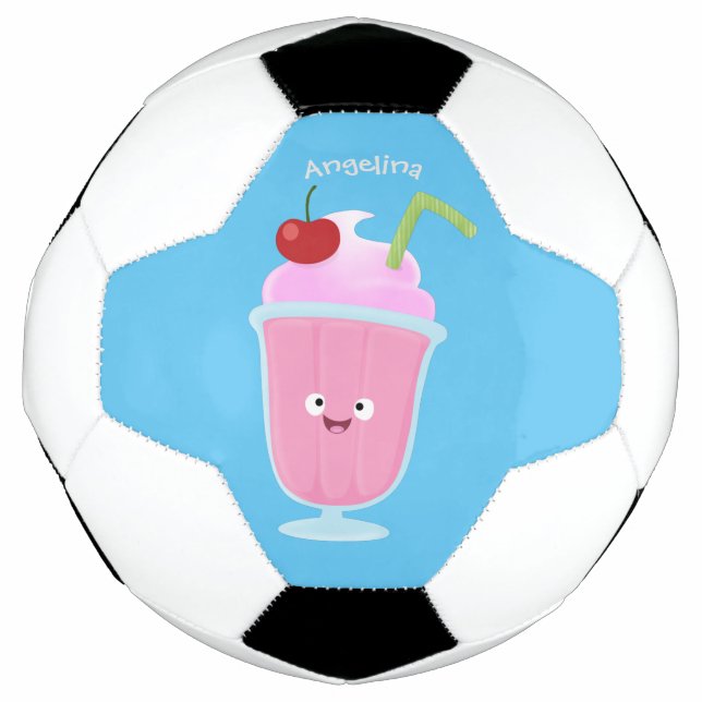 Cute strawberry ice cream sundae cartoon football (Front)