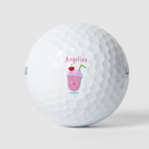 Cute strawberry ice cream sundae cartoon golf balls