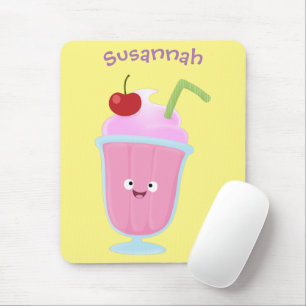 Cute strawberry ice cream sundae cartoon mouse mat