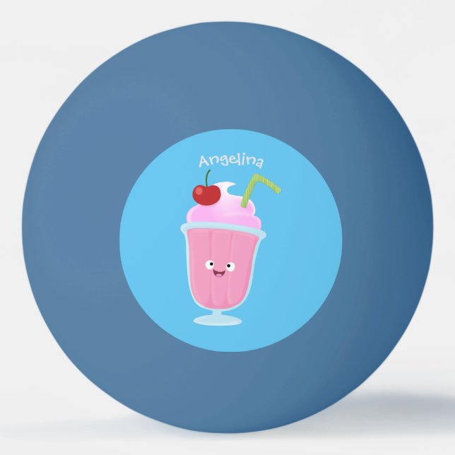 Cute strawberry ice cream sundae cartoon ping pong ball (Front)