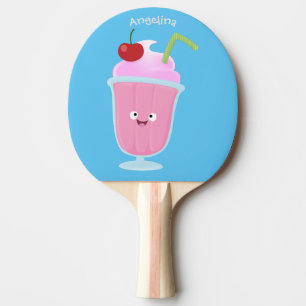 Cute strawberry ice cream sundae cartoon ping pong paddle