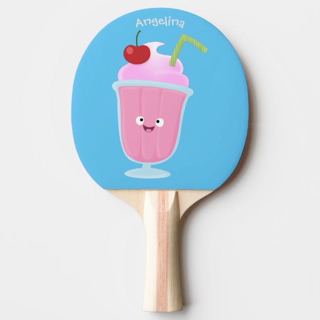 Cute strawberry ice cream sundae cartoon ping pong paddle (Front)