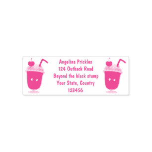 Cute strawberry ice cream sundae cartoon self-inking stamp