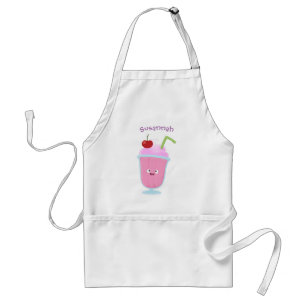 Cute strawberry ice cream sundae cartoon standard apron