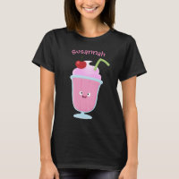 Cute strawberry ice cream sundae cartoon