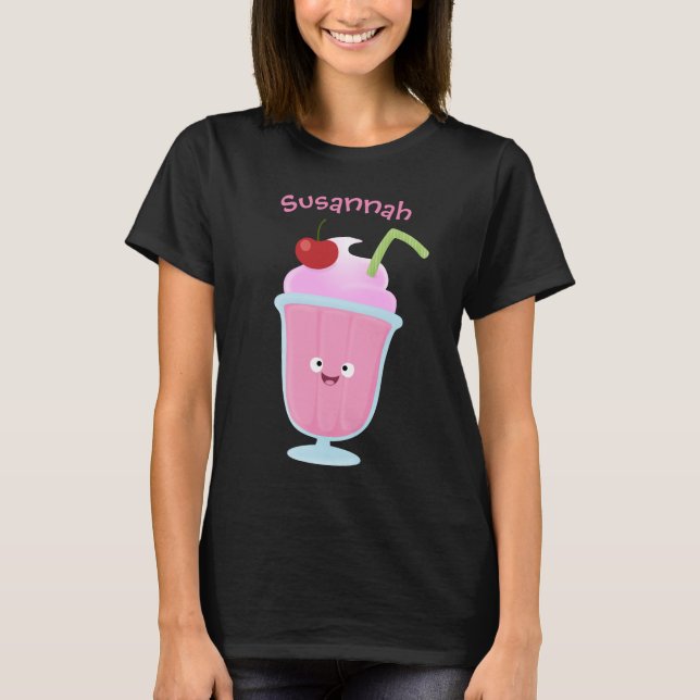 Cute strawberry ice cream sundae cartoon T-Shirt (Front)