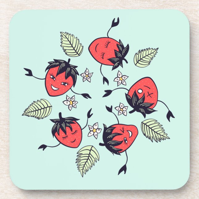 Cute Strawberry Kawaii Fruit Coaster (Front)