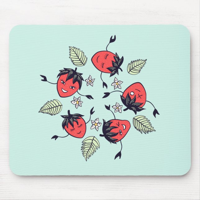 Cute Strawberry Kawaii Fruit Mouse Mat (Front)