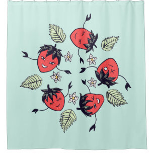 Cute Strawberry Kawaii Fruit Shower Curtain