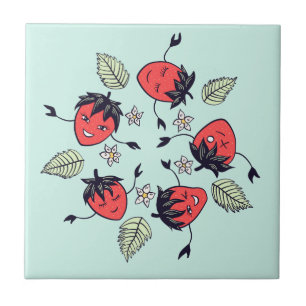 Cute Strawberry Kawaii Fruit Tile