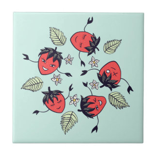 Cute Strawberry Kawaii Fruit Tile