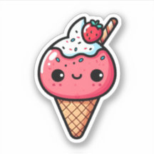 cute strawberry kawaii ice cream