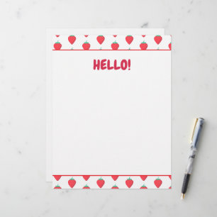 Cute Strawberry Kawaii Lover Aesthetic Pattern Custom Letterhead