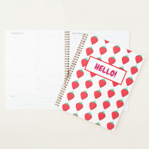 Cute Strawberry Kawaii Lover Aesthetic Pattern Planner