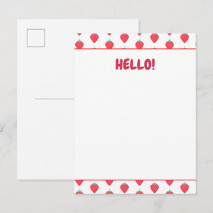 Cute Strawberry Kawaii Lover Aesthetic Pattern Postcard