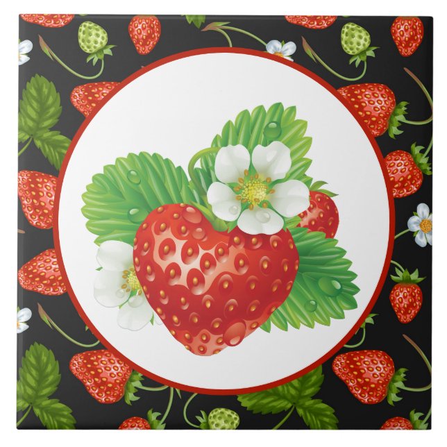 cute strawberry kitchen decor tile (Front)