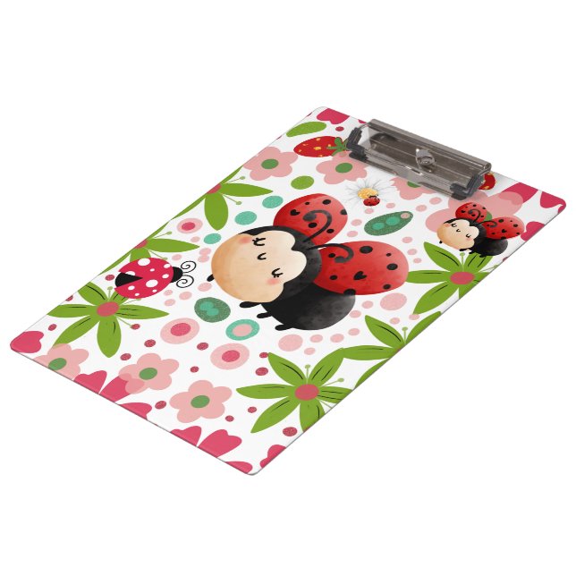 Cute Strawberry Ladybug Clipboard (Angled)
