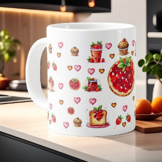 Cute Strawberry 💗🍓🥨 Large Coffee Mug