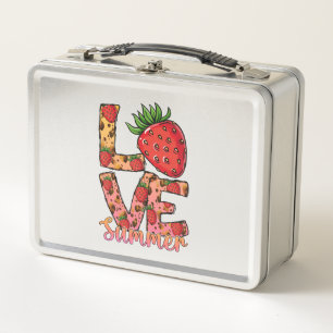Cute Strawberry Love Summer   Summer Vibes Metal Lunch Box