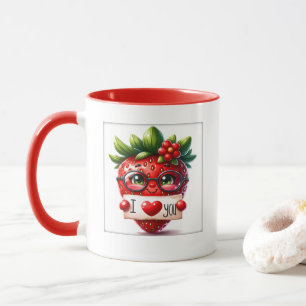 Cute Strawberry love word art  Mug