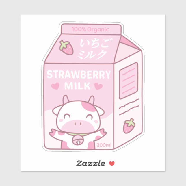 Cute Strawberry Milk Carton Box (Sheet)