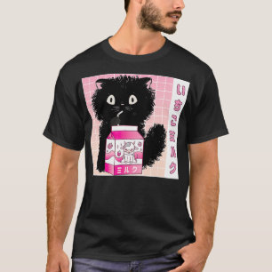 Cute Strawberry Milk Cat Kawaii Cow Aesthetic  T-Shirt
