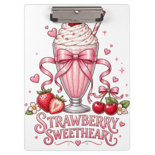 Cute Strawberry Milkshake Pink Dessert Clipboard
