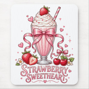 Cute Strawberry Milkshake Pink Dessert Mouse Mat