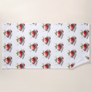Cute Strawberry Mochi Japanese Sweet Treat Beach Towel
