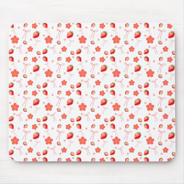 Cute Strawberry Mouse Mat (Front)