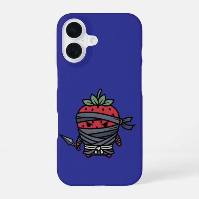 Cute Strawberry Ninja Assassin Japanese Pop Art iPhone 16 Case (Back)