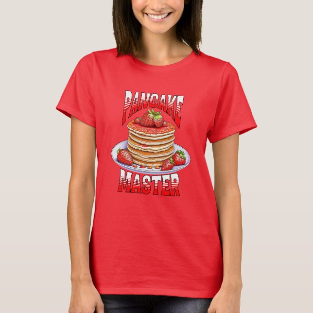 Cute Strawberry Pancakes Foodie T-Shirt (Front)