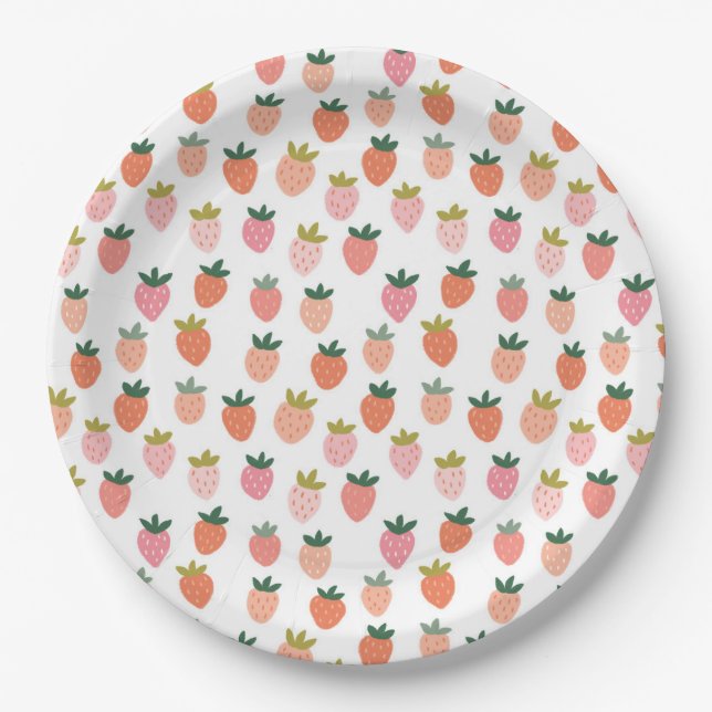 Cute Strawberry Paper Plate (Front)