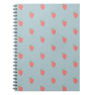 Cute Strawberry Pattern Aesthetic Kawaii Notebook
