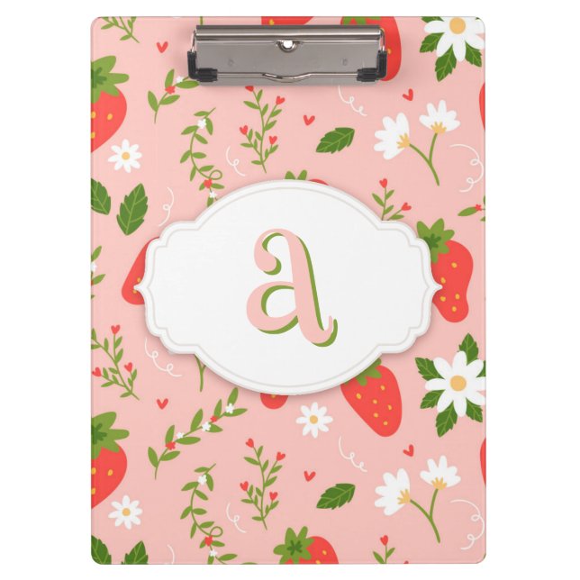 Cute Strawberry Pattern Clipboard (Front)