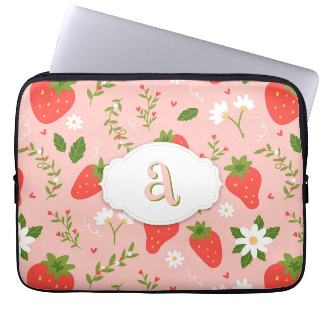 Cute Strawberry Pattern Electronics Bag (Front)