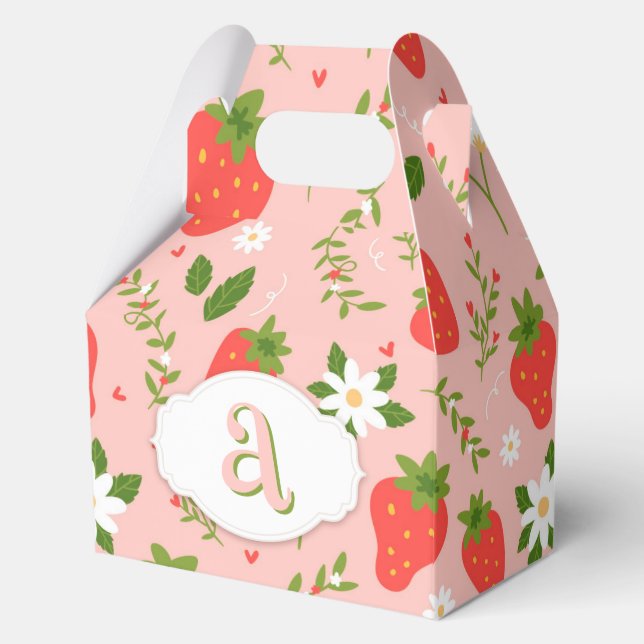 Cute Strawberry Pattern  Favour Box (Front)