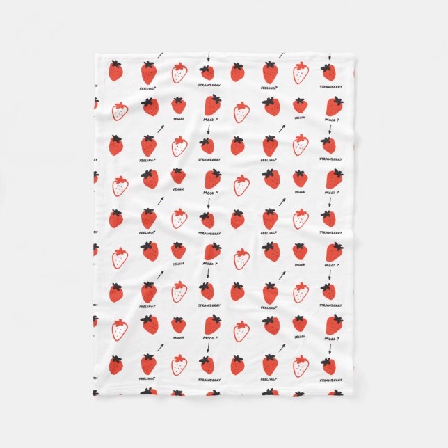 Cute Strawberry Pattern Fleece Blanket Cozy Kawaii (Front)