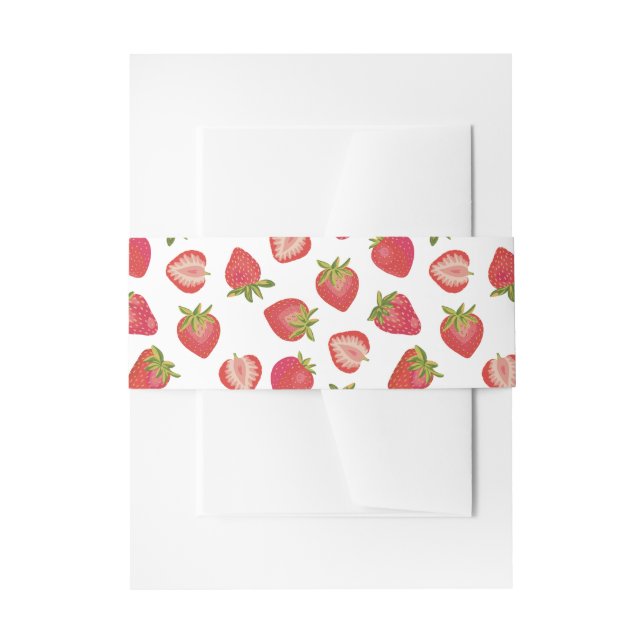 Cute Strawberry Pattern Invitation Belly Band (Front Example)