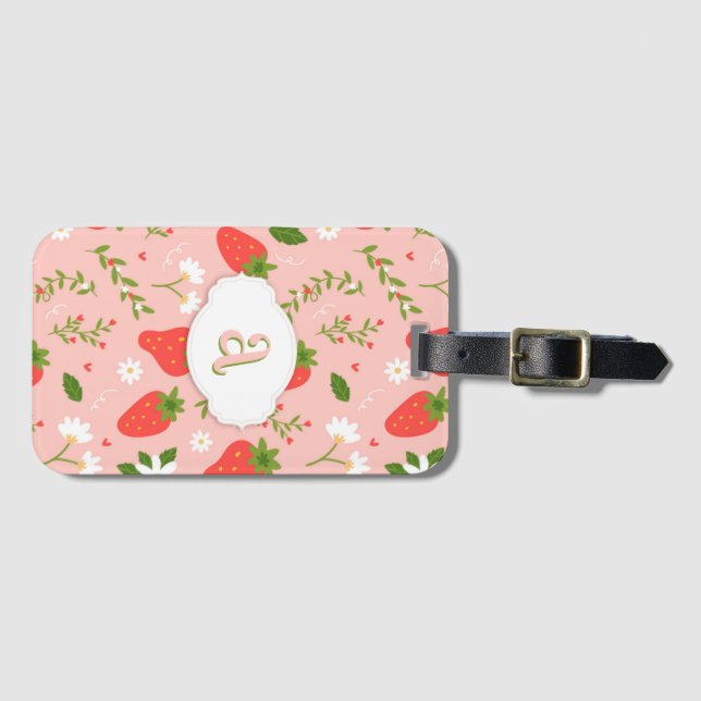 Cute Strawberry Pattern Luggage Tag (Front Horizontal)