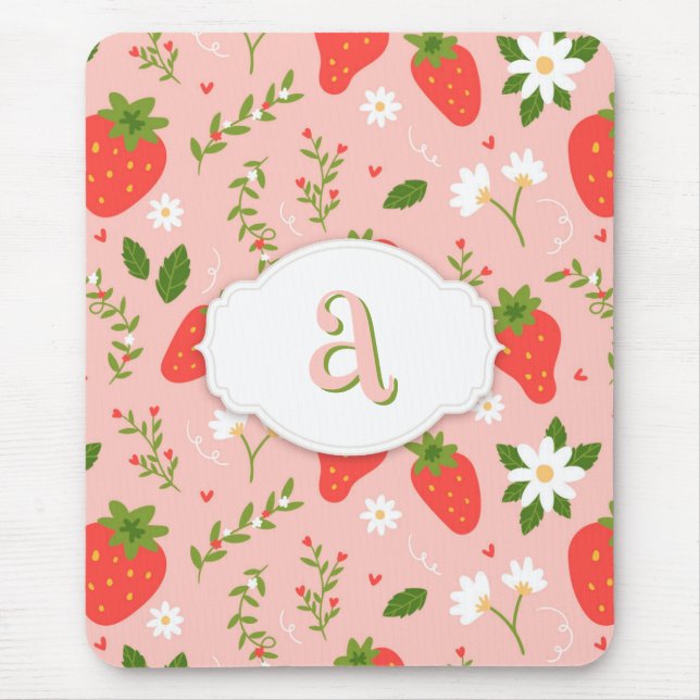 Cute Strawberry Pattern Mousepad (Front)
